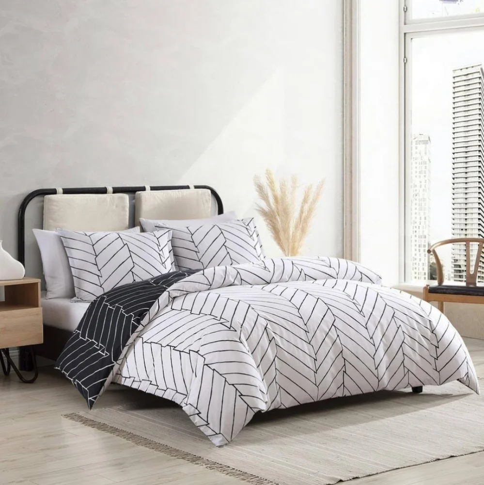 City SceneCeres 3-Piece Black Cotton King Comforter Set